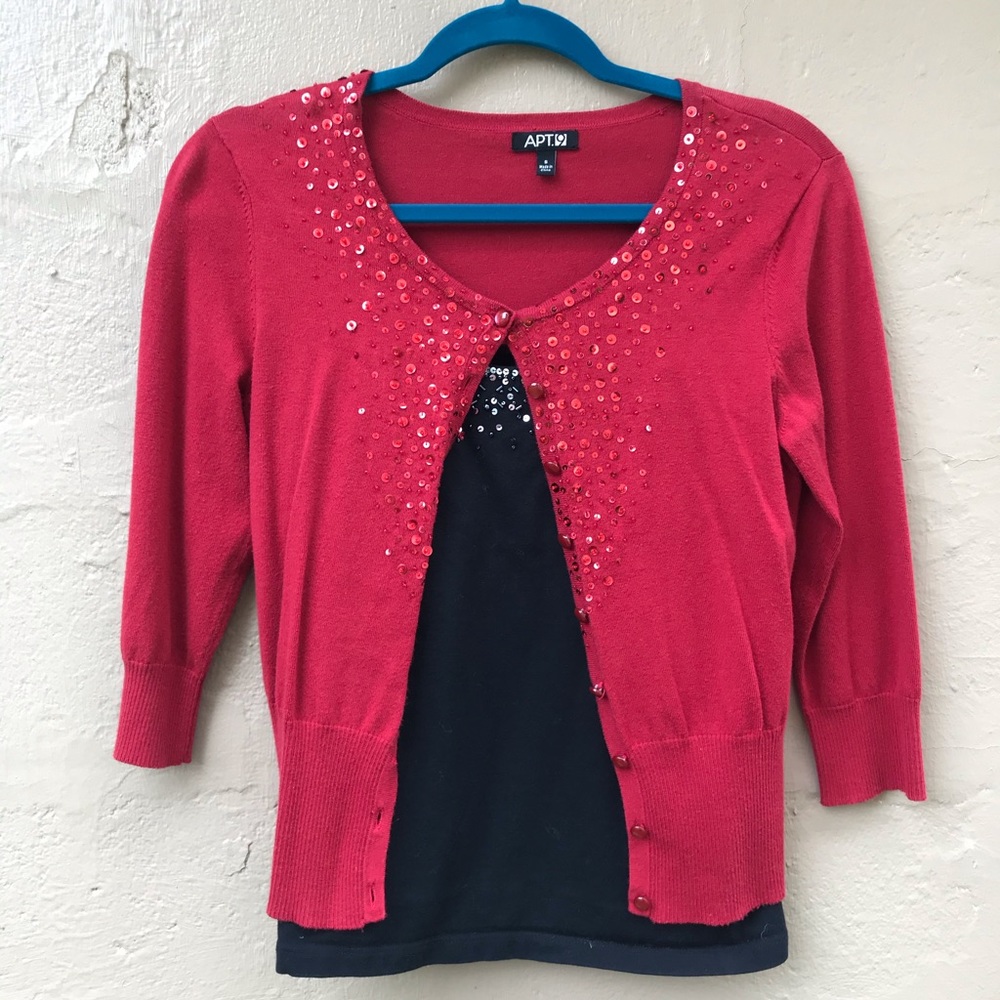 Apt. 9 red cardigan and black cami